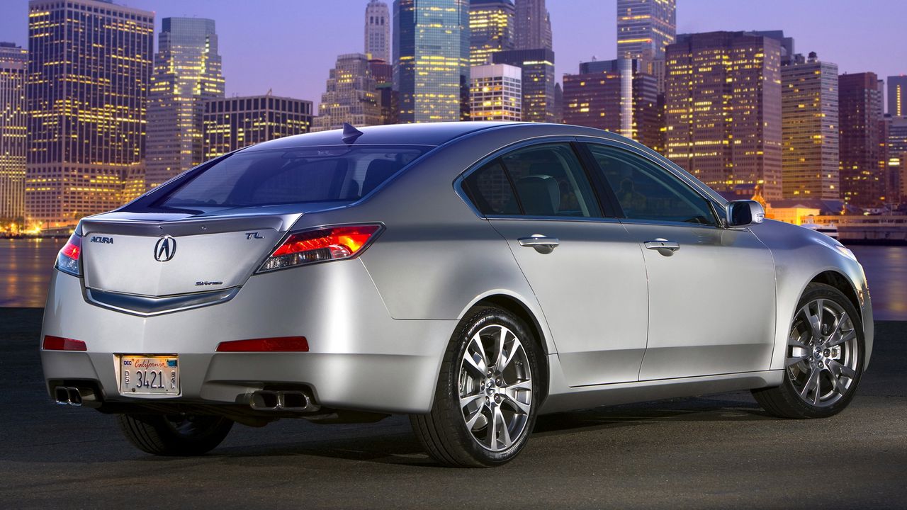 Wallpaper acura, tl, 2008, metallic silver, rear view, style, cars, city, asphalt, lights