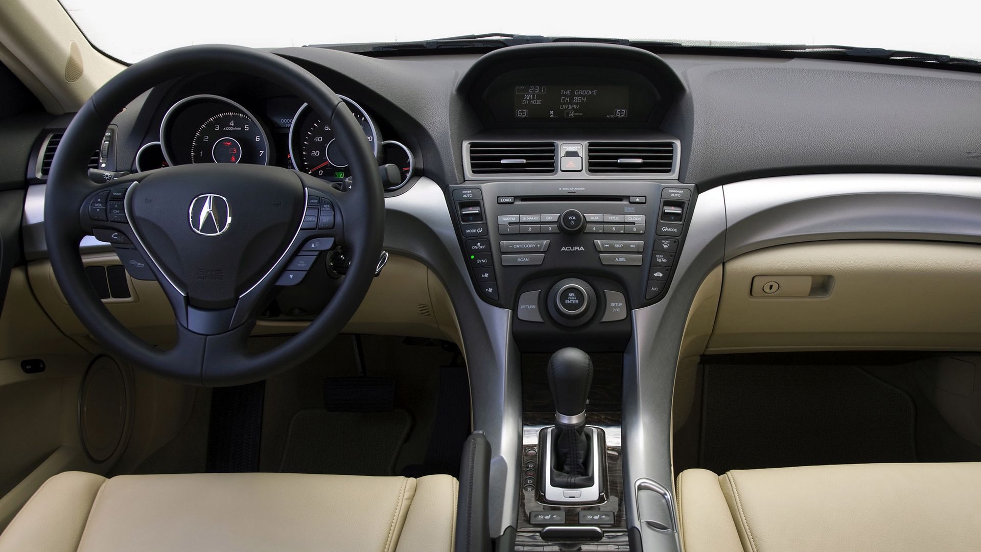 Download wallpaper 1920x1080 acura, tl, 2008, salon, interior, steering ...