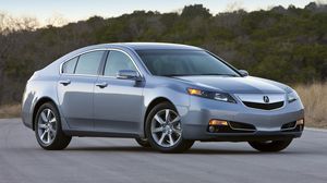 Preview wallpaper acura, tl, 2011, blue, side view, style, cars, nature, trees, sky, asphalt