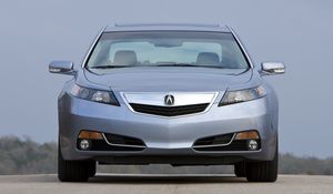 Preview wallpaper acura, tl, 2011, silver metallic, front view, style, sky, nature, asphalt