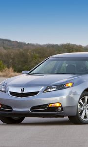 Preview wallpaper acura, tl, 2011, blue metallic, side view, style, cars, asphalt, nature, trees