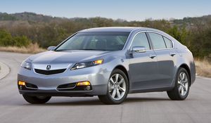 Preview wallpaper acura, tl, 2011, blue metallic, side view, style, cars, asphalt, nature, trees