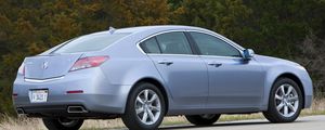 Preview wallpaper acura, tl, 2011, blue, side view, style, cars, grass, trees, asphalt