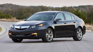 Preview wallpaper acura, tl, 2011, black, side view, cars, style, sunset, trees, asphalt