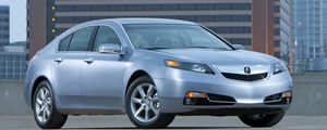 Preview wallpaper acura, tl, 2011, blue metallic, side view, style, cars, asphalt, building