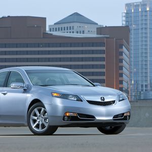 Preview wallpaper acura, tl, 2011, blue metallic, side view, style, cars, asphalt, building