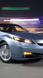 Preview wallpaper acura, tl, 2011, blue metallic, front view, style, cars, asphalt, lights, speed