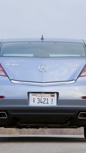 Preview wallpaper acura, tl, 2011, metallic blue, rear view, style, cars, sky