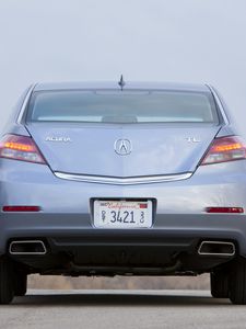 Preview wallpaper acura, tl, 2011, metallic blue, rear view, style, cars, sky