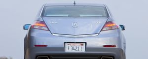 Preview wallpaper acura, tl, 2011, metallic blue, rear view, style, cars, sky
