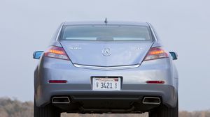 Preview wallpaper acura, tl, 2011, metallic blue, rear view, style, cars, sky
