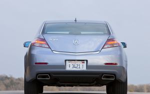 Preview wallpaper acura, tl, 2011, metallic blue, rear view, style, cars, sky