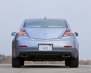 Preview wallpaper acura, tl, 2011, metallic blue, rear view, style, cars, sky