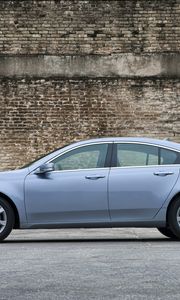 Preview wallpaper acura, tl, 2011, blue, side view, style, cars, walls, asphalt