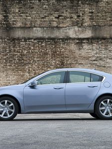 Preview wallpaper acura, tl, 2011, blue, side view, style, cars, walls, asphalt