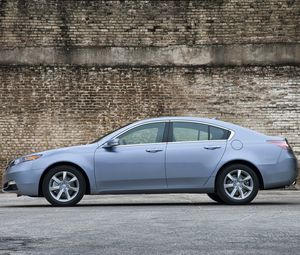 Preview wallpaper acura, tl, 2011, blue, side view, style, cars, walls, asphalt