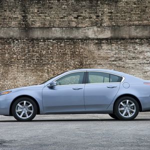 Preview wallpaper acura, tl, 2011, blue, side view, style, cars, walls, asphalt