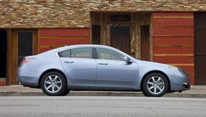 Preview wallpaper acura, tl, 2011, blue metallic, side view, style, cars, buildings, asphalt