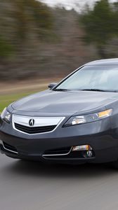 Preview wallpaper acura, tl, 2011, blue, front view, style, cars, speed, grass, trees, nature, asphalt