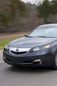 Preview wallpaper acura, tl, 2011, blue, front view, style, cars, speed, grass, trees, nature, asphalt