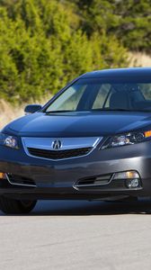 Preview wallpaper acura, tl, 2011, blue, front view, style, cars, nature, trees, asphalt