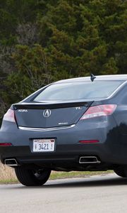 Preview wallpaper acura, tl, 2011, blue, rear view, style, cars, nature, trees