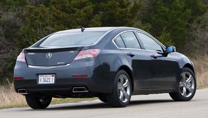 Preview wallpaper acura, tl, 2011, blue, rear view, style, cars, nature, trees