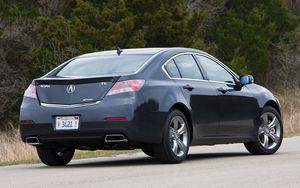 Preview wallpaper acura, tl, 2011, blue, rear view, style, cars, nature, trees