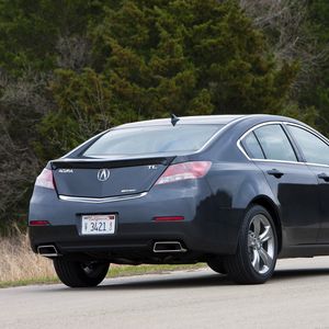 Preview wallpaper acura, tl, 2011, blue, rear view, style, cars, nature, trees