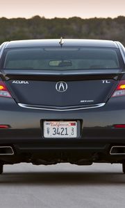 Preview wallpaper acura, tl, 2011, blue, rear view, style, cars, forest, nature