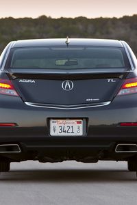 Preview wallpaper acura, tl, 2011, blue, rear view, style, cars, forest, nature