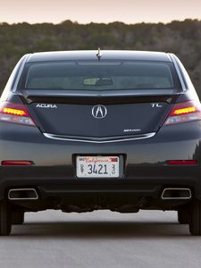 Preview wallpaper acura, tl, 2011, blue, rear view, style, cars, forest, nature