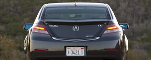 Preview wallpaper acura, tl, 2011, blue, rear view, style, cars, forest, nature