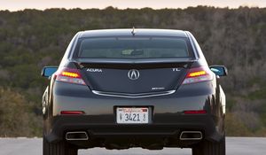 Preview wallpaper acura, tl, 2011, blue, rear view, style, cars, forest, nature