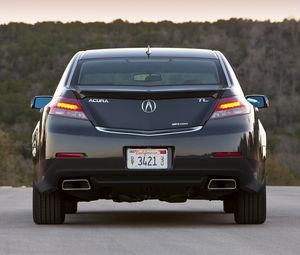 Preview wallpaper acura, tl, 2011, blue, rear view, style, cars, forest, nature