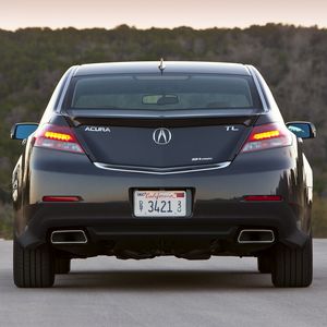 Preview wallpaper acura, tl, 2011, blue, rear view, style, cars, forest, nature