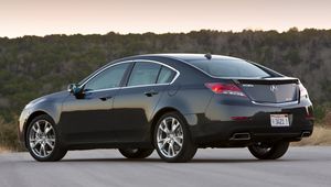 Preview wallpaper acura, tl, 2011, blue, side view, style, cars, sunset, trees