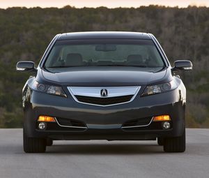 Preview wallpaper acura, tl, 2011, blue, front view, style, cars, trees, asphalt