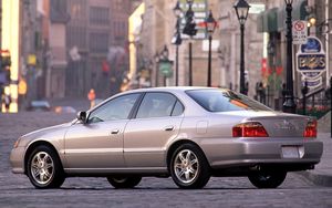 Preview wallpaper acura, tl, metallic gray, side view, style, cars, city, street lights, asphalt