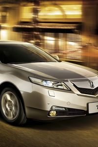 Preview wallpaper acura, tl, metallic gray, side view, style, cars, city, speed, street, asphalt