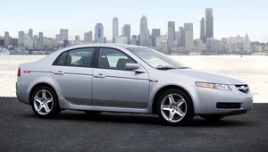 Preview wallpaper acura, tl, metallic silver, style, cars, city, sky, sea