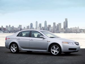 Preview wallpaper acura, tl, metallic silver, style, cars, city, sky, sea