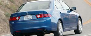 Preview wallpaper acura, tsx, 2003, blue, rear view, style, cars, speed, nature, asphalt