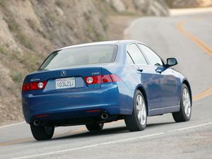 Preview wallpaper acura, tsx, 2003, blue, rear view, style, cars, speed, nature, asphalt