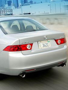 Preview wallpaper acura, tsx, 2003, metallic silver, rear view, style, cars, speed, street, city, asphalt