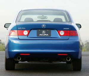 Preview wallpaper acura, tsx, 2003, blue, rear view, style, cars, nature, asphalt