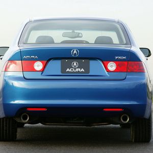 Preview wallpaper acura, tsx, 2003, blue, rear view, style, cars, nature, asphalt