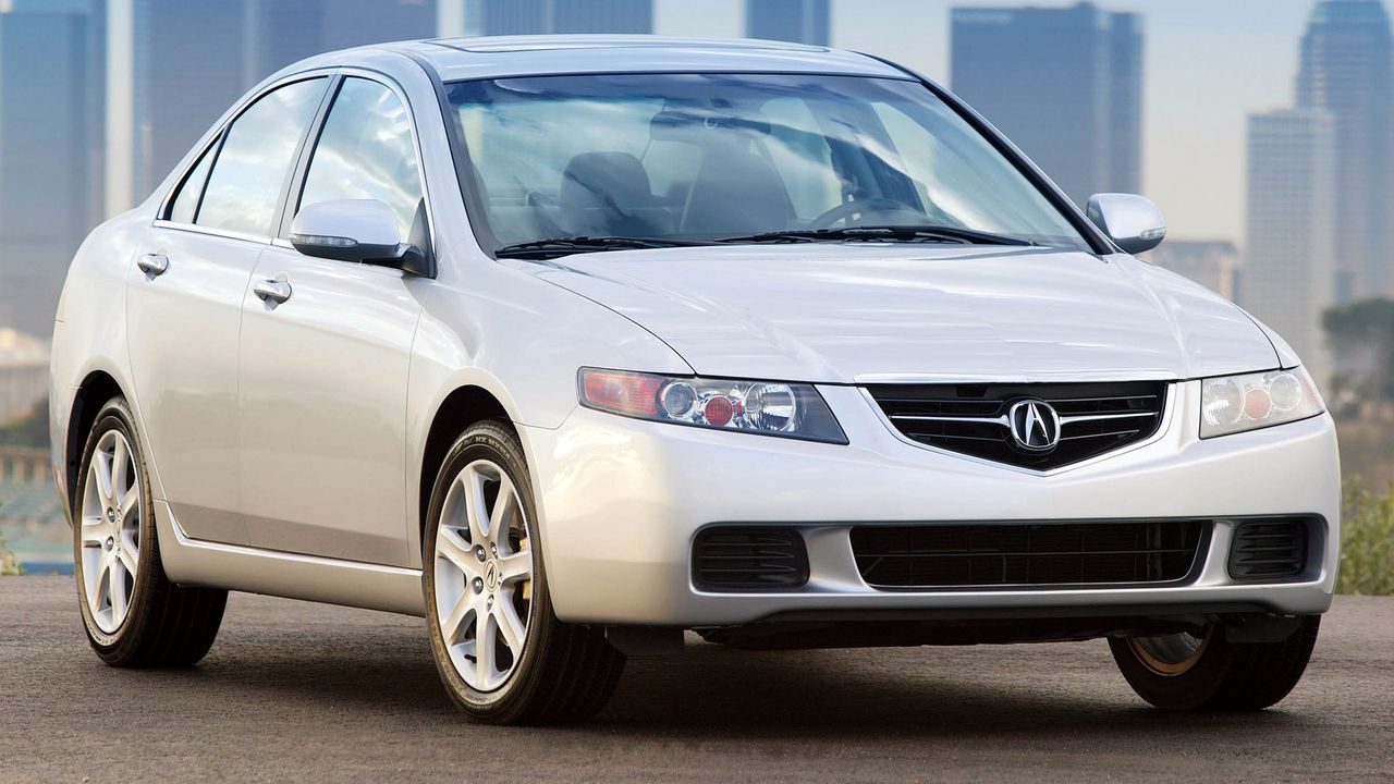 Wallpaper acura tsx, 2003, white, front view, style, cars, buildings, asphalt