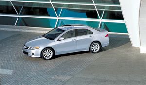 Preview wallpaper acura, tsx, 2006, metallic silver, top view, style, cars, building