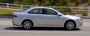 Preview wallpaper acura, tsx, 2006, silver metallic, side view, style, cars, speed, nature, trees, asphalt